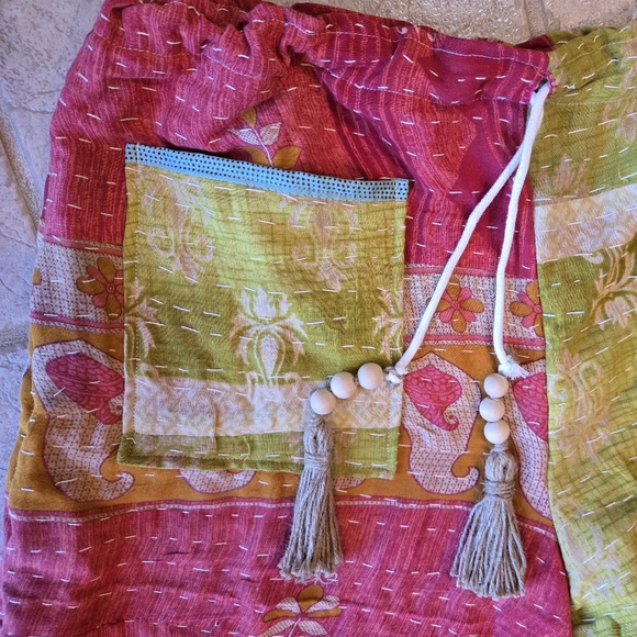 Upcycled Kantha Quilt Palazzo Pants L-XL Handmade Dont Throw It Out - Picture 3 of 5